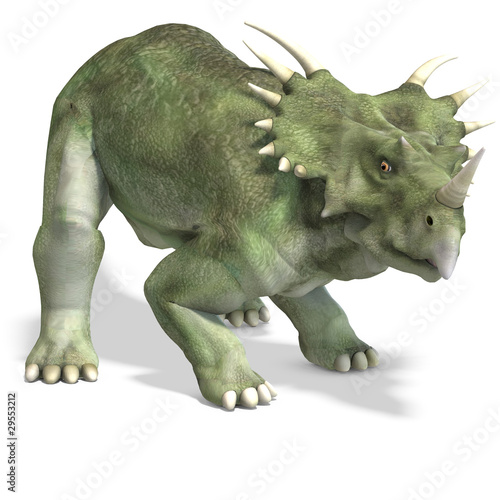 Dinosaur Styracosaurus. 3D rendering with clipping path and photo