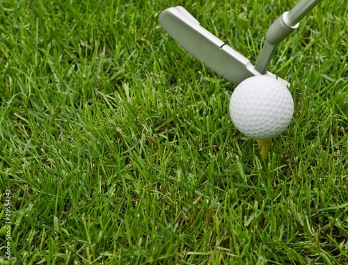 golf with a ball and a putter