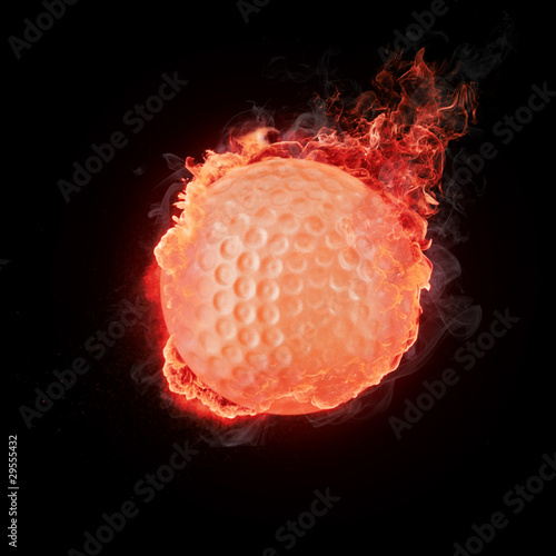 Golf Ball on Fire. Computer Design.