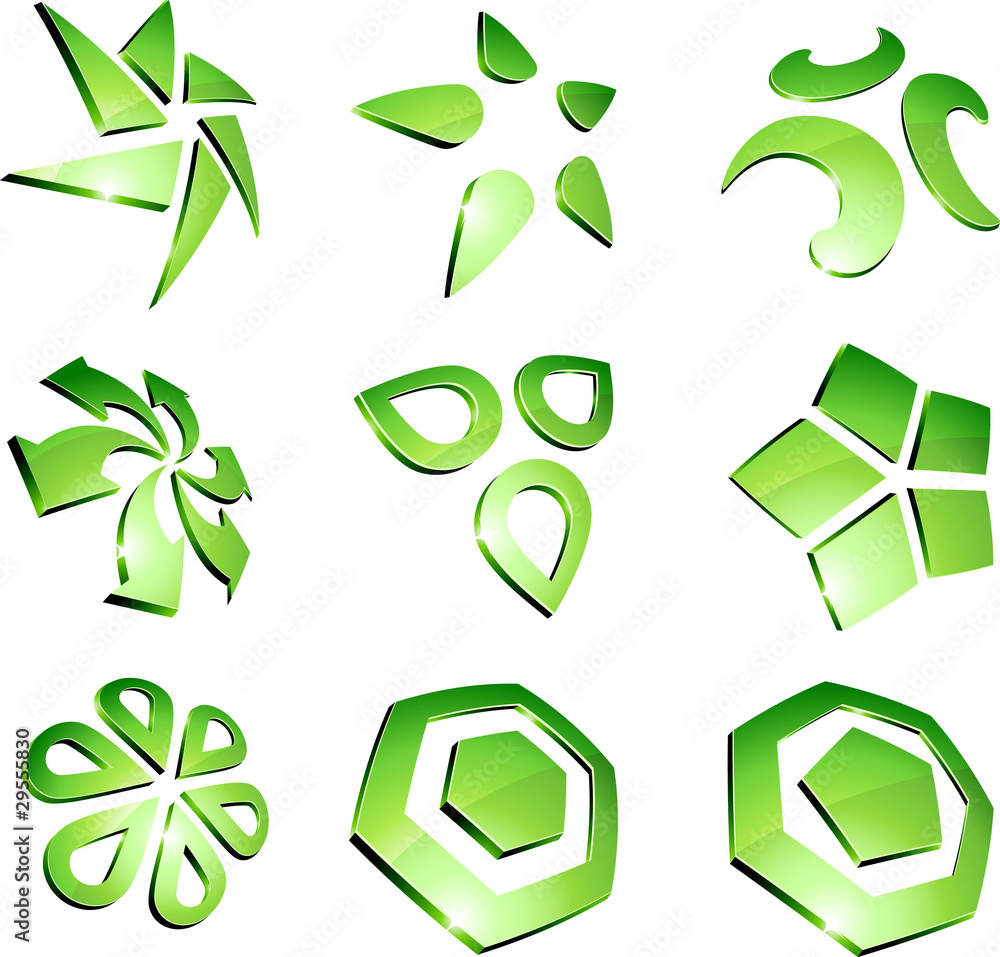 Obraz premium Green vibrant logo set.