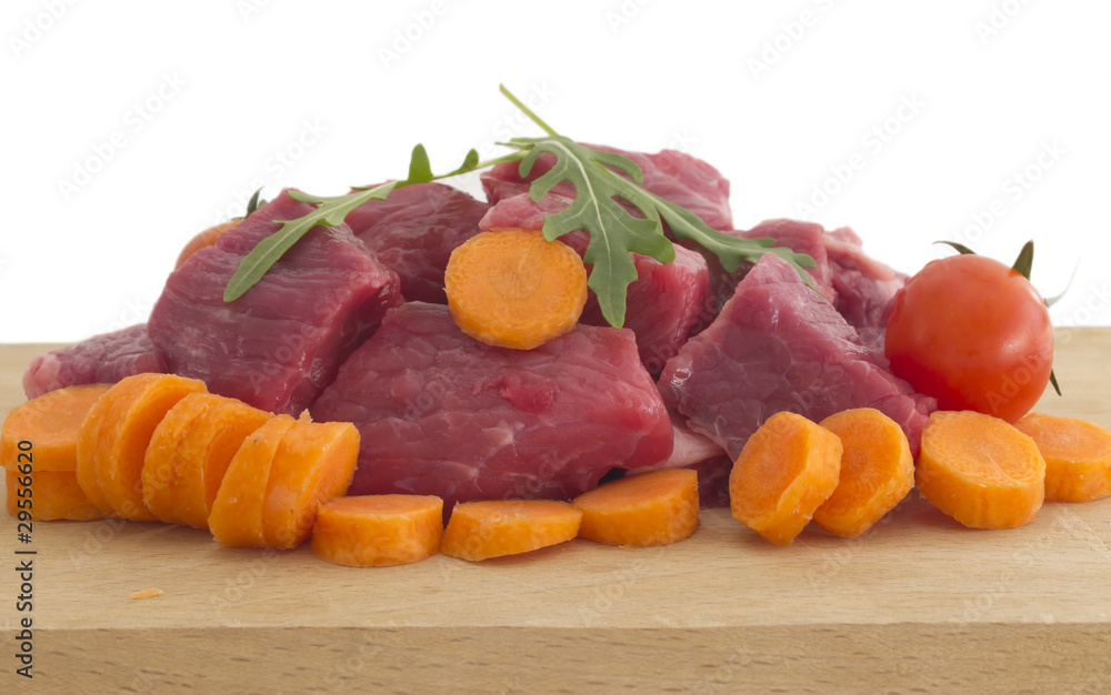 fresh meat cut into cubes