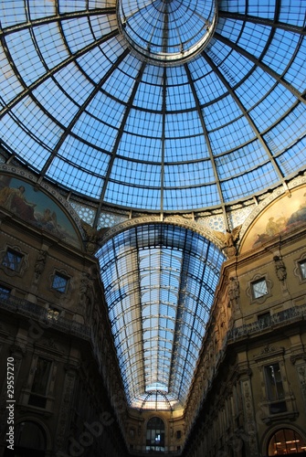 Vittorio Emanuele II Gallery  glass dome  Milan  Italy