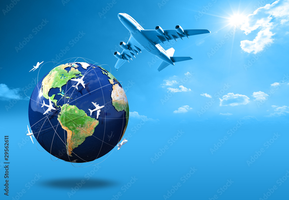 Fototapeta premium air travel around the globe