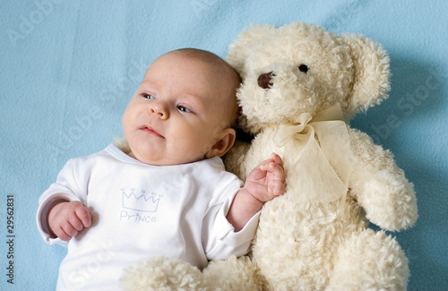 baby and teddy bear