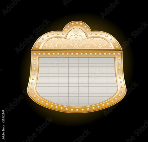 Golden Theater Marquee with lights on black