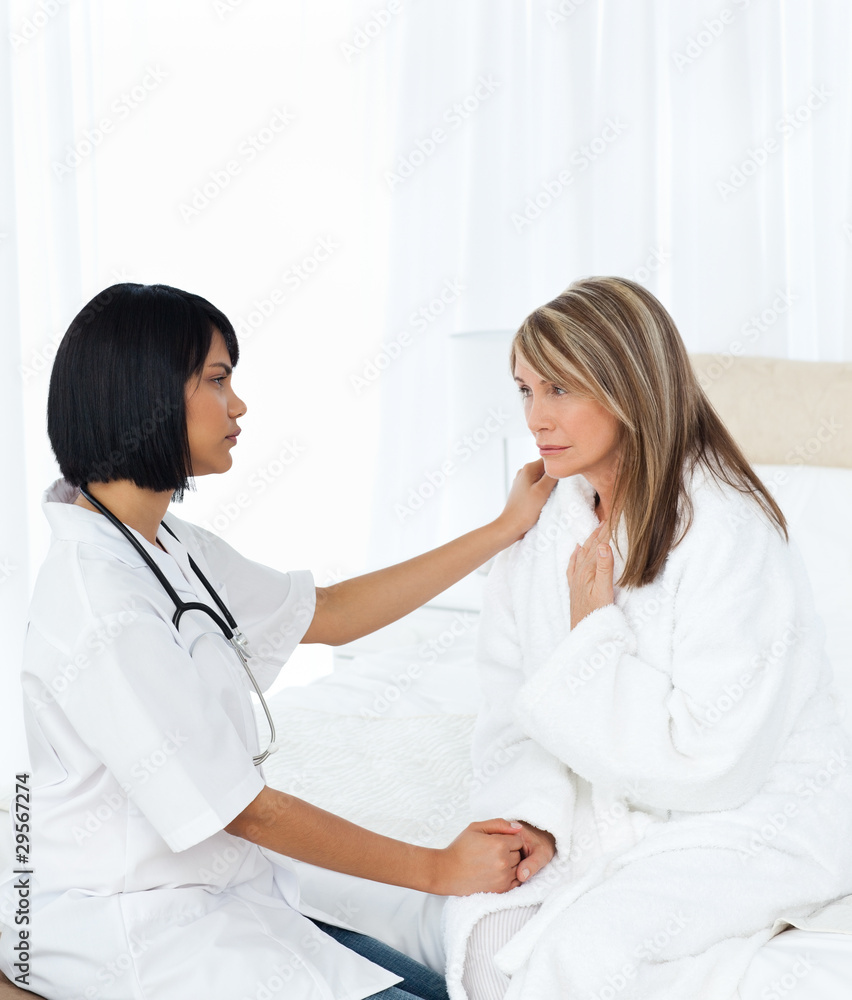 Senior talking with her nurse Senior talking with her nurse