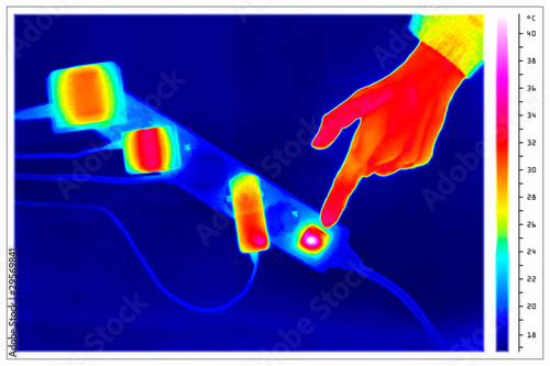 thermal imaging of multiple socket with switch, power converters photo