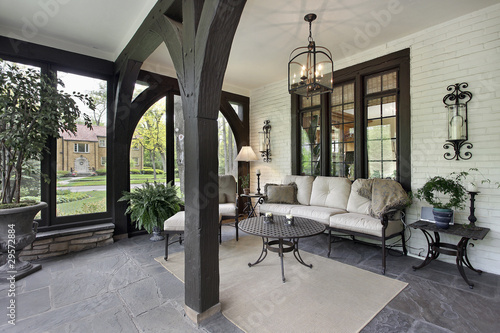Konstfotografi Porch with wood beams