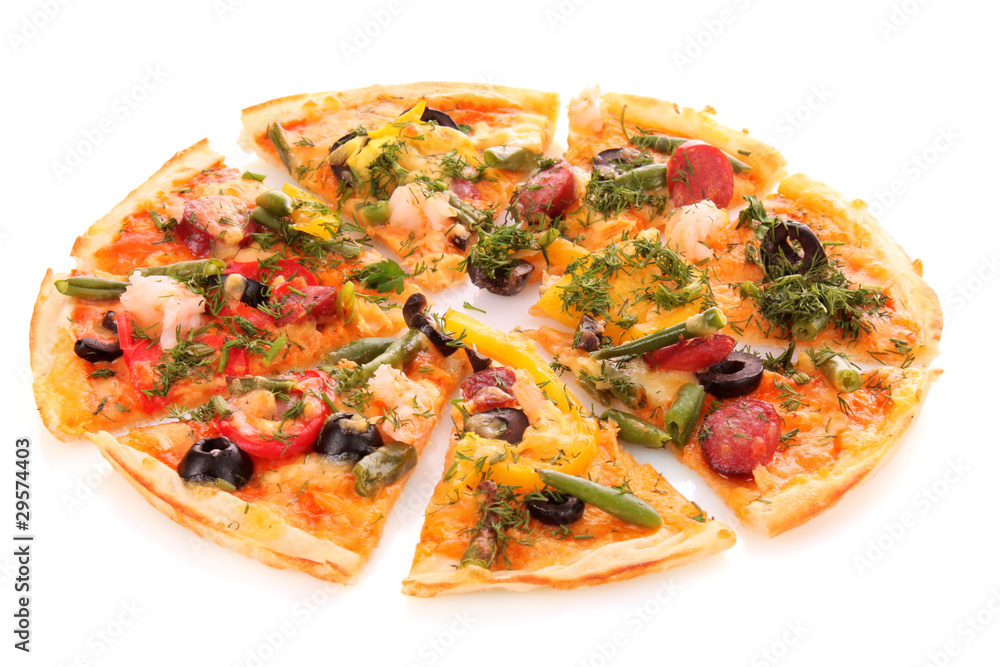 tasty Pizza with olives isolated on white tasty Pizza with olives isolated on white