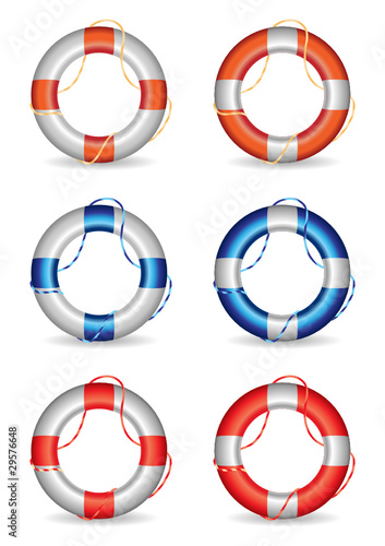 Set of 6 lifebuoy vector illustrations