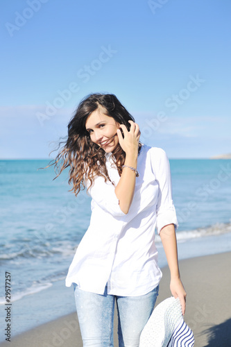 happy young woman on beach