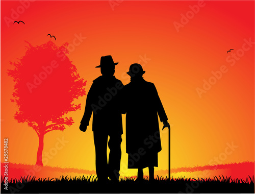 Older married couple - a walk in the park