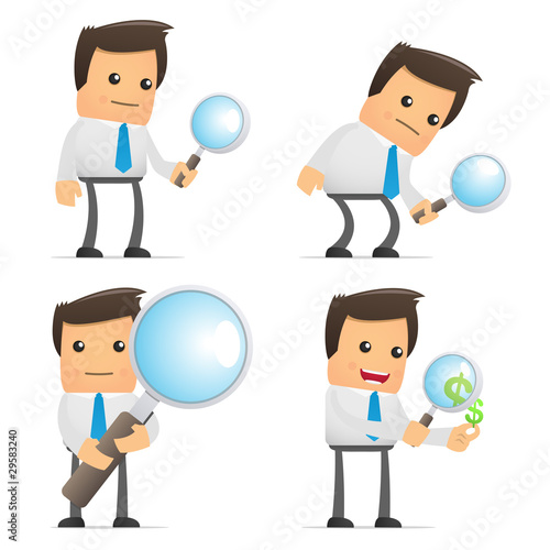 set of funny cartoon manager