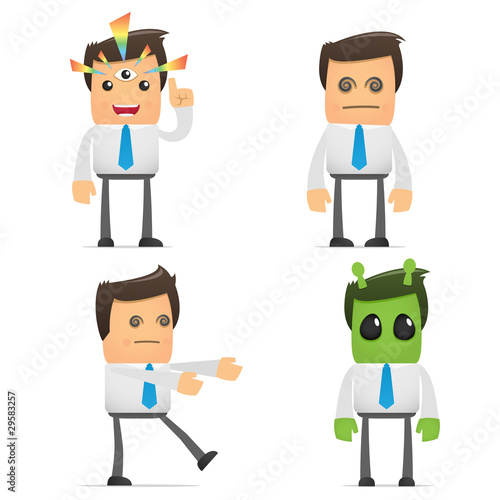 set of funny cartoon manager