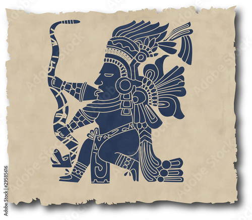 the vector mayan and inca tribal on old paper photo