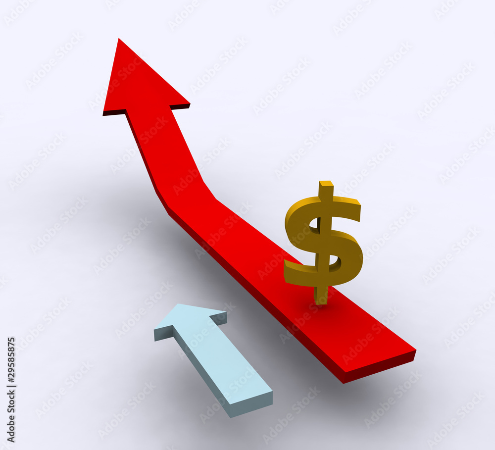 3D Red Arrows Forming Graph on white background 3D Red Arrows Forming Graph on white background