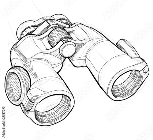 Binoculars - black and white sketch