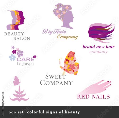logo set: colorful signs of beauty