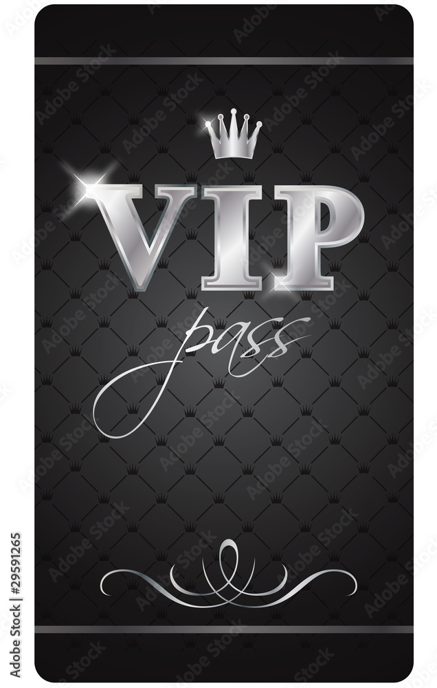 vector image of the VIP pass card with the shiny letters and the crown ...