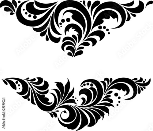 Russian traditional ornament "Hohloma". Ornament in a triangle