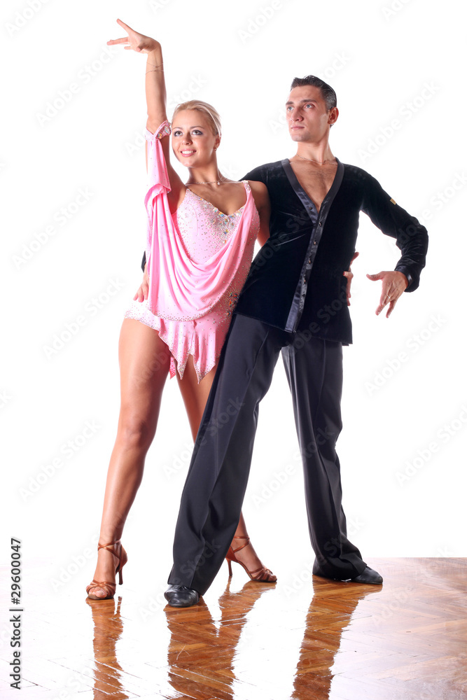 Fototapeta premium dancers in ballroom against white background