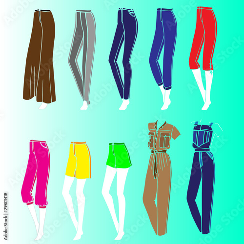 woman's pants vector collection