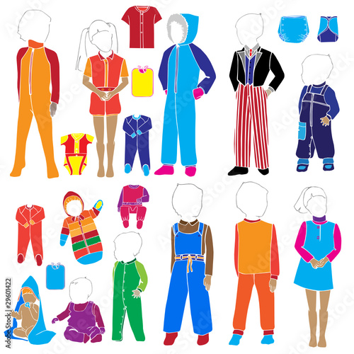 children and baby clothes vector collection