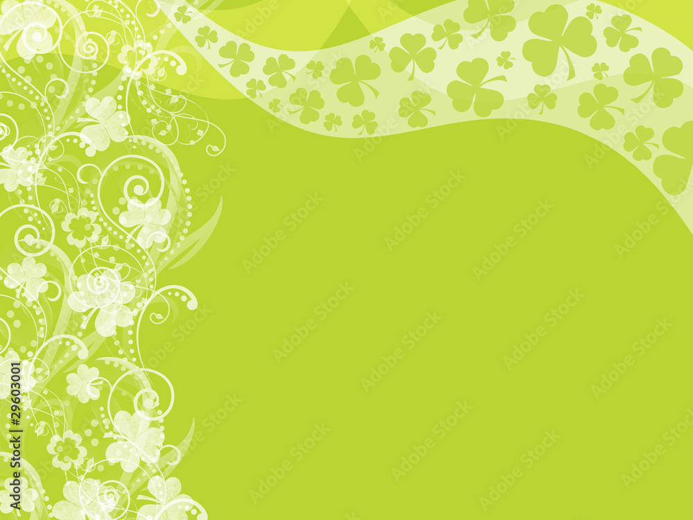 Happy St Patrick's Day Shamrock Leaves Swirls Happy St Patrick's Day Shamrock Leaves Swirls