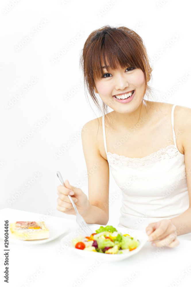 a portrait of beautiful asian woman eating a breakfast a portrait of beautiful asian woman eating a breakfast
