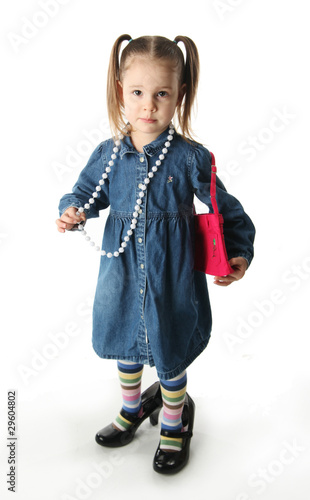 Картината върху платно Preschool girl playing dress up