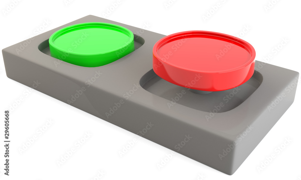 Red and green buttons isolated on white background Red and green buttons isolated on white background