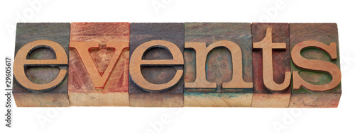 Fotografia events word in letterpress type