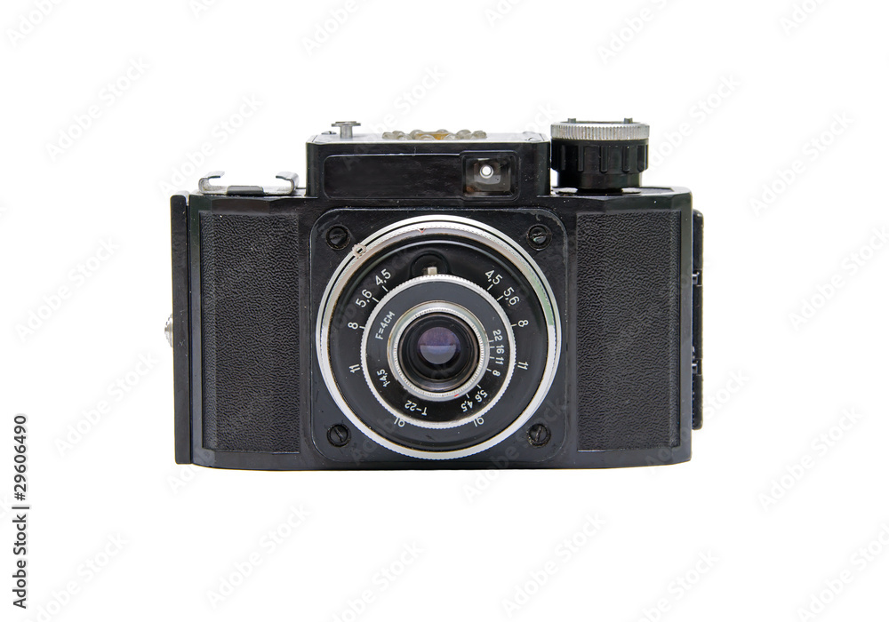 Старый фотоаппарат изолированно на белом фоне.