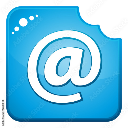 Blue chewed contact button