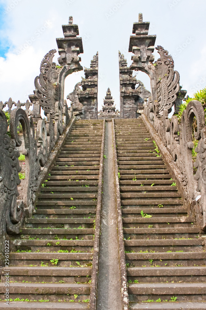 Ladder to a temple. Bali. Indonesia