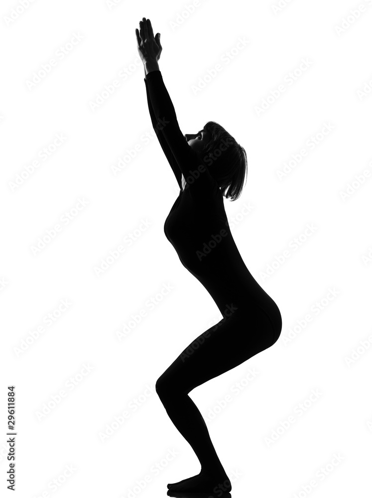 utkatasana chair position yoga woman utkatasana chair position yoga woman