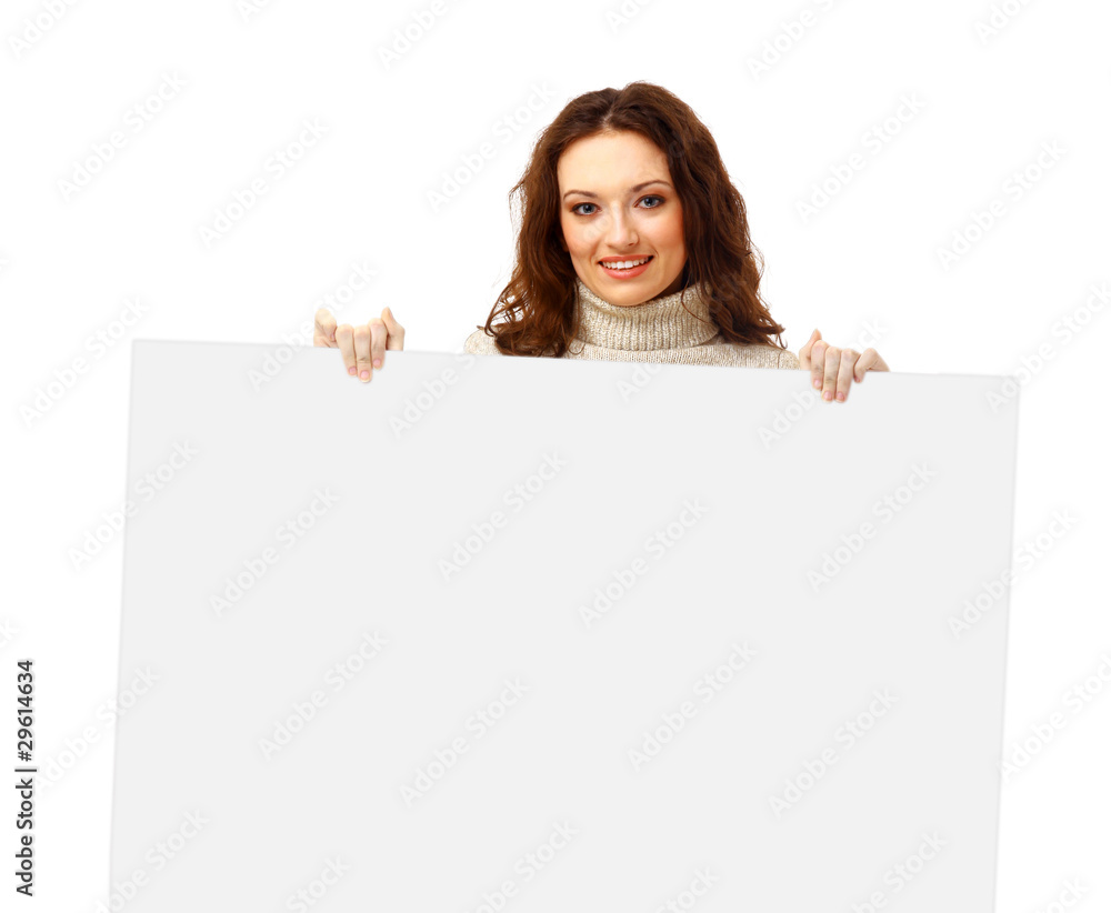 Closeup portrait of a young business woman with Closeup portrait of a young business woman with