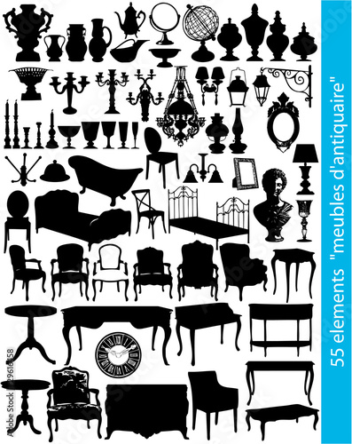 55 éléments de mobilier