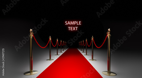 Red carpet isolated on black 3d render
