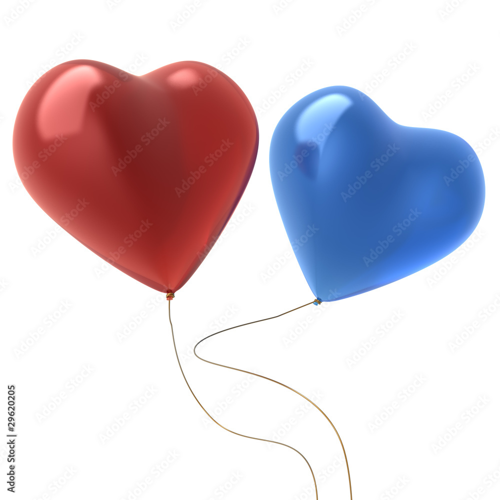 heart shape balloons isolated on white background