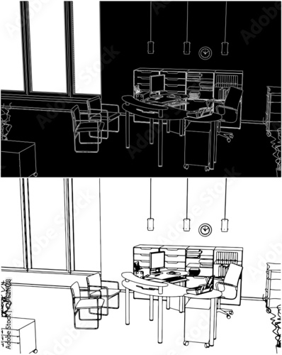 Interior Office Room Vector 02
