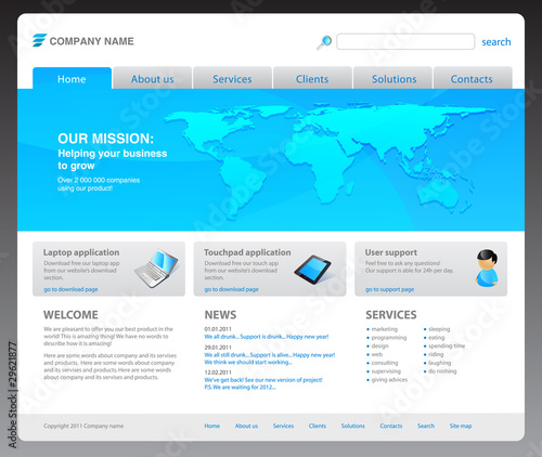 100% vector. 2011 modern website template. Ready to use.