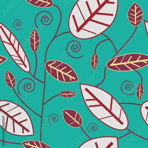 turquoise background with gray leaf