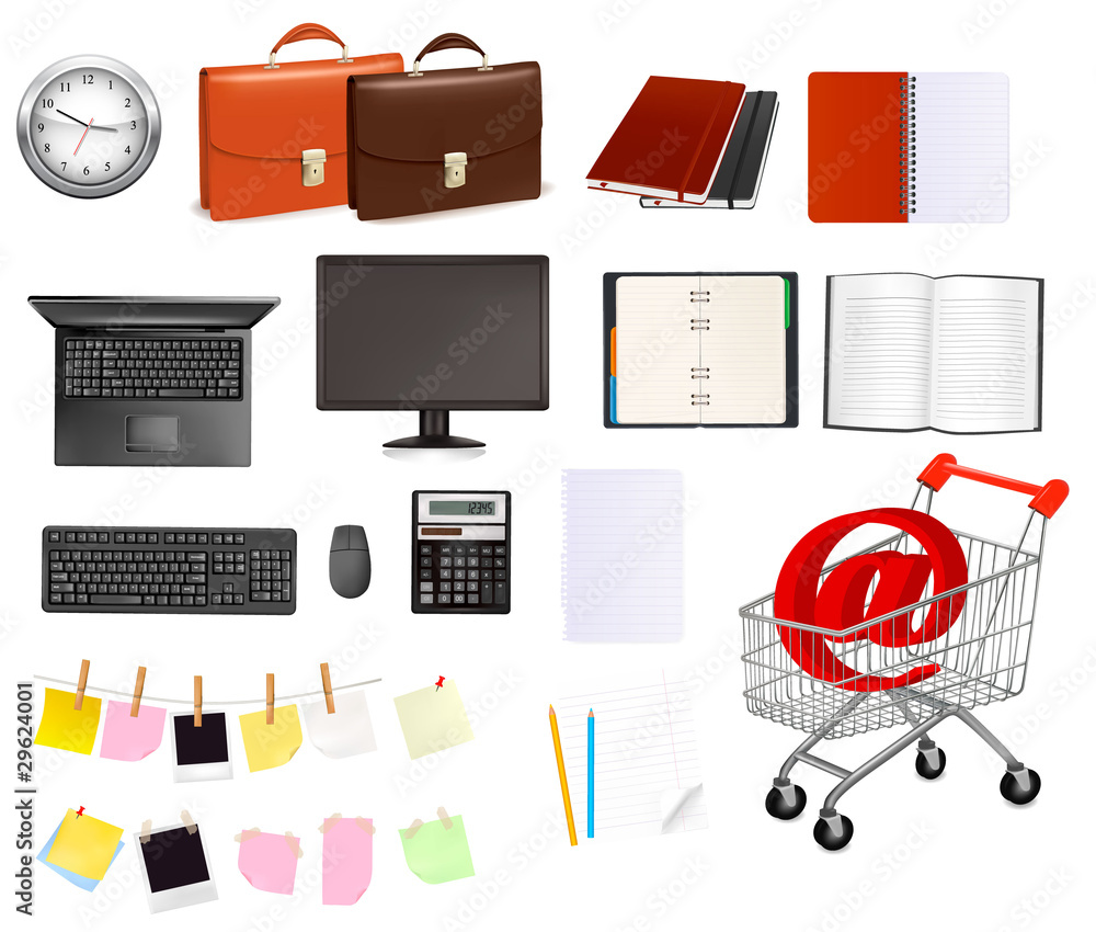 Business and office supplies. Vector illustration.