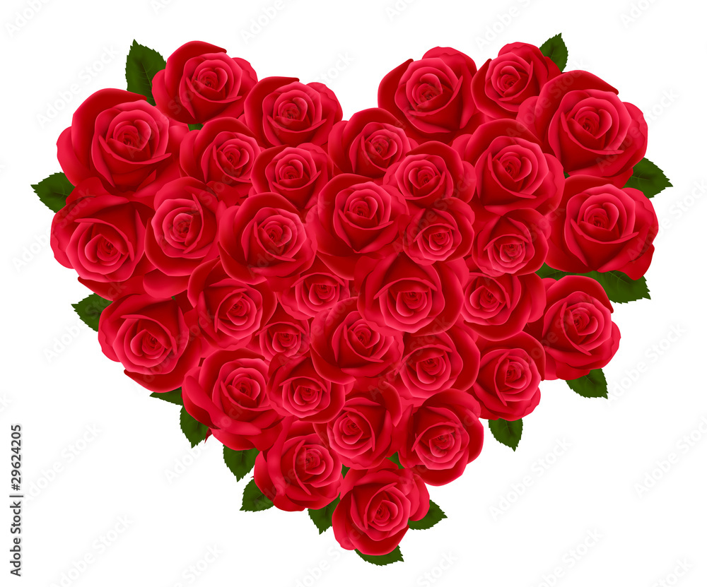 Anniversary or Valentine Heart Made Out of Roses. Vector Anniversary or Valentine Heart Made Out of Roses. Vector