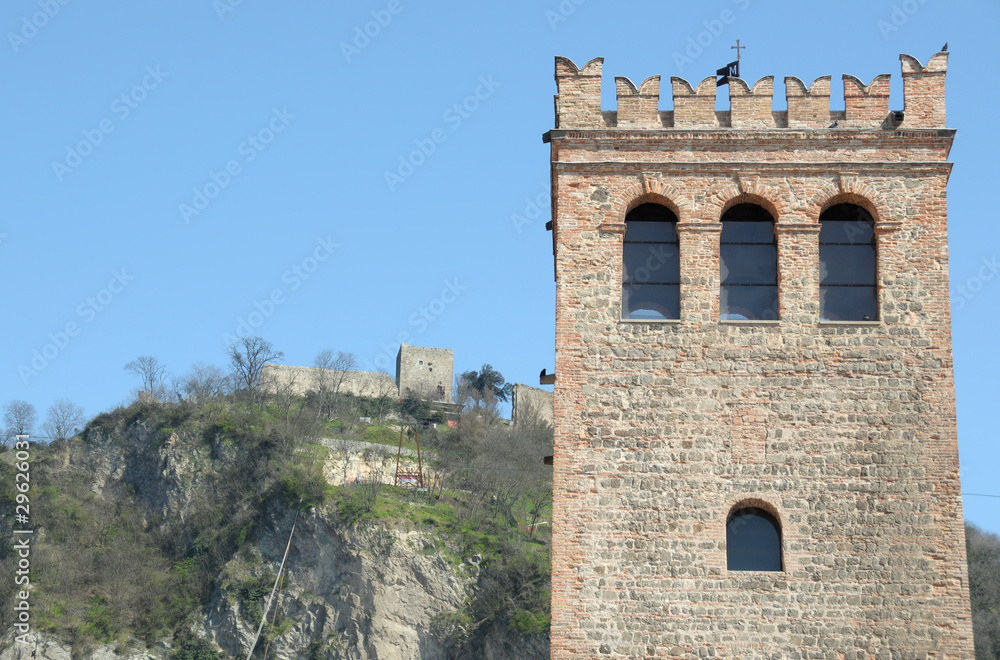 Fototapeta premium Monselice, Italy: Medieval clock tower detail