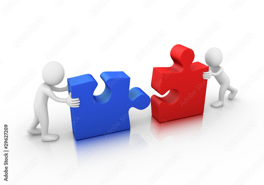 Problem solved! Two jigsaw puzzle pieces ready to be assembled Problem solved! Two jigsaw puzzle pieces ready to be assembled