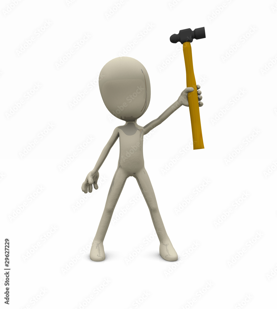 character holding up a hammer character holding up a hammer