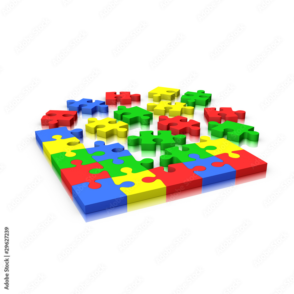 Jigsaw puzzle incomplete isolated on white Jigsaw puzzle incomplete isolated on white