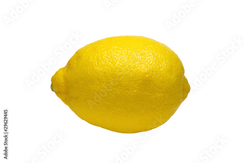 Whole ripe yellow lemon isolated on white